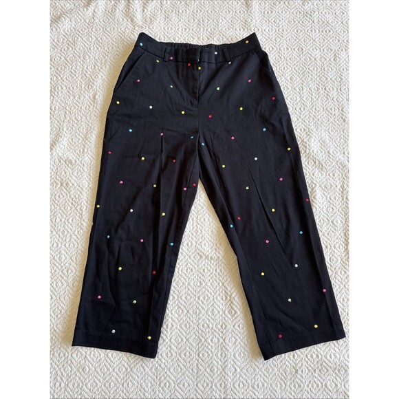 JM Collection Women's Embroidered Dots Pants 6 Crop Ankle Capri - Picture 1 of 8